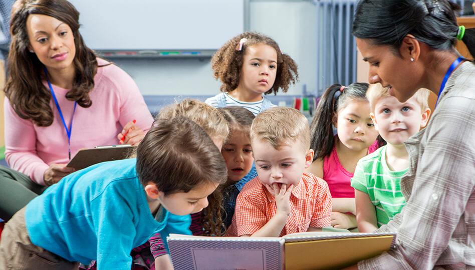 Children participating in classroom